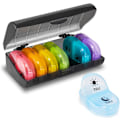 Miniatyrbillede 1 af 5: Pilleboks Organizer 2 Gange Dagligt, Bærbar 7 Dages Pillebokse, Tablet Organizer med Store Rum (Regnbue Sort)