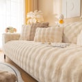 Miniatyrbilde 1 av 6: Tykke Kanin Plysj Sofadeksler 1 2 3 Seater, Morsomme Fuzzy Sofadeksler, Varmt Fløyels Sofaputetrekk (90x180cm)