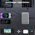 Miniatyrbilde 4 av 5: USB C Lader, 8-Port USB C Lader PD QC PPS Lading, Laptop Lader Kompatibel med MacBook Air/Pro, iPhone, iPad Pro, Samsung Galaxy, Huawei