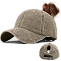 Miniatyrbillede 1 af 6: Kvindes Ponytail Baseball Kasketter Mode Ensfarvet Kasket Retro Unisex Visirer Slibkant Gør Gammel Hat
