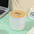 Miniatyrbild 2 av 5: Kosmetikfodral i bomull med bambulock, modern design, 13,3*12,5 cm, vit/naturfärg