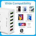 Miniatyrbilde 3 av 5: USB-lader, 65W 6-Port USB Hurtiglader med QC 3.0-lader, Universell USB Vegglader for 15 Pro Max 14 Plus 13 12 11 SE XR, iPad, Samsung