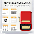 Miniatyrbillede 4 af 6: B21 Etiketmaskine, Bluetooth Stregkodeetiketprinter Udskrivningsstørrelse 20-50 mm, Kompatibel med iOS & Android med 1 rulle startpapir i hvid Red