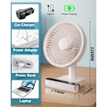 Miniatyrbilde 5 av 5: USB Skrivebordsvifte, 5000mAh Oppladbar 4 Hastigheter Strømdisplay Stille Vifter for Soving 120° Rotasjon Oscillerende Stille Sterk Luftstrøm Vifte for Hjemmet
