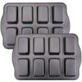 Miniatyrbillede 2 af 7: 2 Pak Mini Brødform - 8 Hullet Non-Stick Mini Brødform Brownie Kageform Brødforme Kulstofstål Bageform