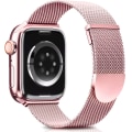 Miniatyrbillede 1 af 5: Apple Watch-remme 49mm - Dobbelt magnetisk justerbar udskiftningsrem - Roserød glat rustfrit stål