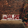 Miniatyrbilde 4 av 5: Juleputetrekk 45x45cm, Sett med 4 Juledekorative Sofa i Bomull og Lin