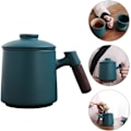 Miniatyrbilde 4 av 5: Keramisk Tekopp med Te-infuser og Lokk Tekrus Kopper i Trehåndtak Pottetekopp med Filter Kaffe Krus Melkekrus, 400ml