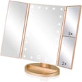 Miniatyrbillede 1 af 6: Folds Belyst Makeup Spejl, 1X/2X/3X Forstørrelse, 21 LED Lys Bord Spejl med Touch Skærm, 180 Justerbar Rotation