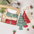 Miniatyrbild 1 av 5: 6 st vävda makramé julgranar DIY-kit väggbonader
