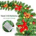 Miniatyrbillede 5 af 6: Julekranse, Juleguirlande med Lys, 2,7 m Krans Ornamenter Lys, Julepynt, Julekranse til Hoveddør Red