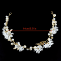 Miniatyrbilde 2 av 5: Blomsterhodeband brudeblomsterkrans med kunstige blader, blomster og perle-strass blomsterhårbånd brude bryllup hårtilbehør for kvinner