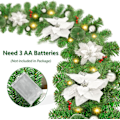 Miniatyrbillede 4 af 6: Julekranse, Juleguirlande med Lys, 2,7 m Krans Ornamenter Lys, Julepynt, Julekranse til Hoveddør Blue