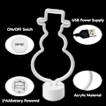 Miniatyrbillede 2 af 5: Neon Skilt Snemand Led Natlys Lampe med Holder Base