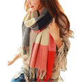 Miniatyrbillede 1 af 5: Vinter Lang Blød Varmt Tartan Check Sjal Wraps til kvinder Uld Spinding Tassel Shawl Lang Stole Julegave