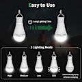 Miniatyrbillede 3 af 5: USB Genopladelige LED Lys, Afoskce Bærbart Campinglys med Fjernbetjening og Timer, 5 Lysindstillinger, med Krog, 1500mAh Smart Pærer