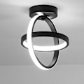 Miniatyrbillede 1 af 5: Sort loftslampe 2 cirkler moderne 21W (koldt hvidt lys)