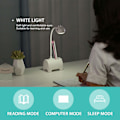 Miniatyrbillede 4 af 5: LED-skrivebordslampe til børn, 3 farver og dæmpbar, berøringskontakt hvid
