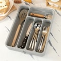 Miniatyrbillede 5 af 5: Generisk opbevaringsboks til service, udvidelig opbevaringsboks til køkkenskuffer, justerbar opbevaringsboks til service, udvidelig bakke til køkkenservice (Grå) grey