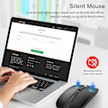 Miniatyrbillede 3 af 5: Bluetooth Mus til Laptop, Slank Lydløs Trådløs Rejsemus, USB C Genopladelig, 2400 DPI Dobbelttilstand med USB Modtager