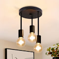 Miniatyrbillede 1 af 5: Loftlampe vintage loftspot sort - hængende 3-pære loftspot E27 med 3 spots lysekrone industriel loftspot uden pære