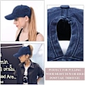 Miniatyrbillede 3 af 6: Kvindes Ponytail Baseball Kasketter Mode Ensfarvet Kasket Retro Unisex Visirer Slibkant Gør Gammel Hat