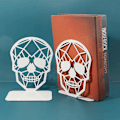 Miniatyrbillede 2 af 5: Metal Skull Design Sort Bogstøtte (1 Par-Hvid)