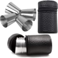 Miniatyrbillede 1 af 6: Stk. 30 ml Shotglas i rustfrit stål, brudsikre vinglas, snapsglas med 1 stk. bærbar sort læderetui sæt