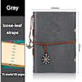 Miniatyrbillede 2 af 6: Vintage Retro PU Læderomslag Notesbog Journal Dagbog, Nautisk Spiral Tom Streng Daglig Notesblok Rejse til at Skrive i, Kraftpapir, Retro Vedhæng Silver gray