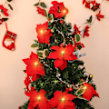 Miniatyrbillede 3 af 5: 6,3ft forbelyst juleguirlande med julestjerne