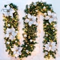 Miniatyrbillede 1 af 6: Julekranse, Juleguirlande med Lys, 2,7 m Krans Ornamenter Lys, Julepynt, Julekranse til Hoveddør Blue
