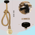 Pikkukuva 3 / 5: Köysikattolamppu 150cm Tekstiili, Maalaismainen Retro Kattolampunpidin E27-polttimolle, Valmistettu Hampusta, Kodin Sisustus, Kauppa, Baari, Ravintola, Hotelli.