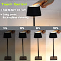 Miniatyrbillede 3 af 7: Ledningsfri Bordlampe, 5200mAh Genopladeligt Batteri, IP54 Vandafvisende, Berøringsdæmpning, 4W LED Varmt Lys
