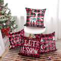 Miniatyrbilde 3 av 6: Juleputetrekksett med 4 stk, juledesign i lin, juleputetrekk firkantet putevar til hjemmet juledekor