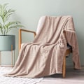 Miniatyrbillede 2 af 6: Stor Flanel Fleece Pled, 180*200 CM Sofa Pled, Blød Jacquard Vævet Bladmønster Pled til Sofa