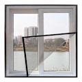 Miniatyrbilde 1 av 5: FIBERGLASS VINDU SCREEN NETTING MESH GARDIN, DIY SELVKLIPPANDE VINDU NETT SCREEN, TILPASSET FLERE VINDUER (SVART, 100x100cm)