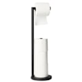 Miniatyrbillede 1 af 5: Fritstående toiletpapirholder, toiletpapirholder til badeværelse, toiletpapirholder til opbevaring af 4 papirruller 22 x 6,29 tommer (sort)