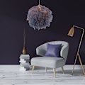 Miniatyrbillede 4 af 5: Fluffy fjerlampe skærm loftslampe skærm til hængende loftslampe, bordlampe, til stue, soveværelse, køkken, gang (grå)
