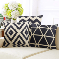 Miniatyrbilde 4 av 5: 4 stk Sofa Lin Pudetrekk Polstring (Svart-Beige, 45x45 cm)