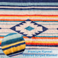 Miniatyrbilde 3 av 5: Rutete Fleecepledd 120x150cm, Mykt og Koselig Tykt Flanellpledd, Vendbare Blå Pledd og Ruter, Mykt & Koselig Sherpa Sofateppe Stripe