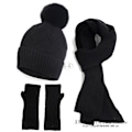 Miniatyrbild 1 av 4: Damscarf och handskar set, stickad mössa, lång scarf, handskar, unisex 3-i-1 vinterkombinationspresentförpackning