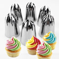 Miniatyrbilde 1 av 9: Oversize Roser i Rustfritt Stål - Sprøyteposer og Dysesett - 6 stk Blomsterformede Frosting Dyser