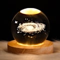 Miniatyrbillede 2 af 5: 3D Galaxy Solsystem Krystal Kugle Natlampe, Saturn Måne Planet Lasergravering Sengelampe Bordlampe