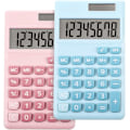 Miniatyrbillede 1 af 5: 2 Stk. Lommeregner Mini Digital Lommeregner med 8-Cifret LCD-Display Lommeformat til Børn Hjemmeundervisning (Blå, Pink)