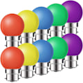 Miniatyrbild 1 av 5: 10-pack B22 2W LED-lampor, färgade, energieffektiva