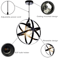 Miniatyrbillede 2 af 5: Sorte Industrielle Loftlamper, Runde Hængende Loftlamper, Retro Lysekroner Loftlampe E27 Pære