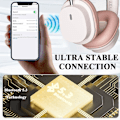 Miniatyrbilde 4 av 5: Trådløse Bluetooth-hodetelefoner med mikrofon, sammenleggbare over-ear hodetelefoner, hodetelefoner med støyreduserende mikrofon for musikk, treningsstudio, PC, rosa