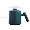 Miniatyrbilde 2 av 5: Keramisk Tekopp med Te-infuser og Lokk Tekrus Kopper i Trehåndtak Pottetekopp med Filter Kaffe Krus Melkekrus, 400ml