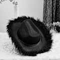 Miniatyrbillede 2 af 5: Kvinders Filt Cowboyhat til Fastelavnskostume Rollespil Cosplay Fødselsdagsfest, sort