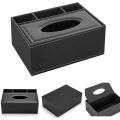 Miniatyrbilde 3 av 4: Rektangulær PU-lær vevboks 1 stk vevboks, Multifunksjonell vevholder, Elegant og stilig serviettholder for hjemmekontor oppbevaringsboks, Svart